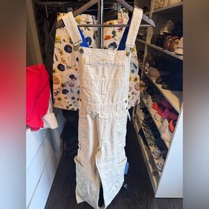 Free People Cream Utility Overalls